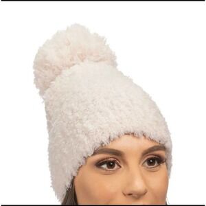 Lemon Brand white beanie with Ball Top